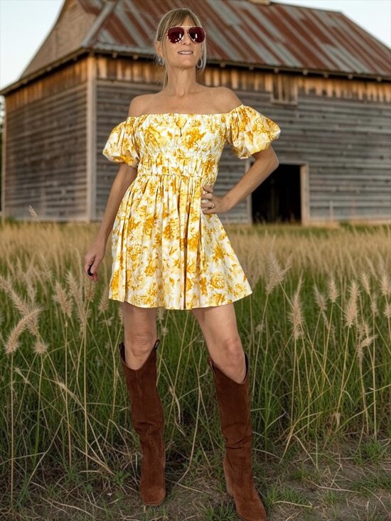 Abercrombie & Fitch Dresses & Skirts - Abercrombie and Fitch Off The Shoulder Puff Sleeve Mini Dress M Floral